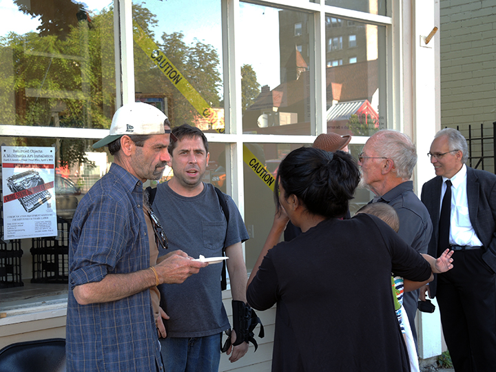 Outside of gallery. Attorney Daire B. Irwin (left). Photo: Petermann/GJEP